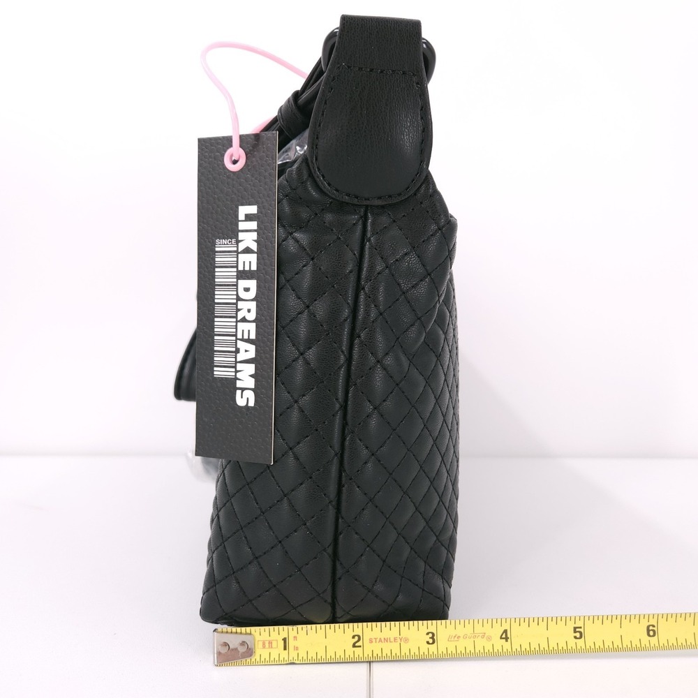 Like Dreams‎ Morgan Baguette Shoulder Crossbody Bag Black Chain Zip Top Small - Picture 6 of 11